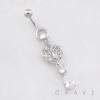 FILIGREE HEART DANGLE BELLY BUTTON NAVEL RING 316L SURGICAL STEEL